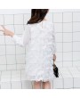 Solid Color Girls Long Sleeve Feather Dress For 4Y-15Y