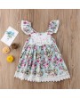 Flower Printed Toddlers Girls Kids Sleeveless Summer Lace Backless Dresses