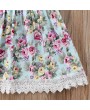 Flower Printed Toddlers Girls Kids Sleeveless Summer Lace Backless Dresses