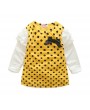 Dots Print Girls Long Sleeve Patchwork Dress For 2Y-11Y