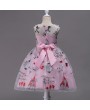 Embroidery Pattern Girls Bowknot Sleeveless Party Princess Dress For 4Y-15Y