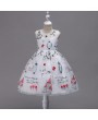 Embroidery Pattern Girls Bowknot Sleeveless Party Princess Dress For 4Y-15Y