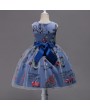 Embroidery Pattern Girls Bowknot Sleeveless Party Princess Dress For 4Y-15Y