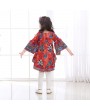 Peacock Pattern Girls Flared Long Sleeve Asymmetrical Princess Dress For 2Y-11Y