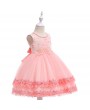 Diamond Toddler Girls Flower Appliques Lace Wedding Princess Dress For 4Y-13Y