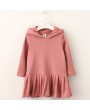 Cute Rabbit Bunny Pattern Hooded Girls Dresses Casual School Kids Girls Clothes