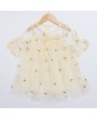 Pineapple Embroidery Girls Short Sleeve Summer Casual Dress For 2Y-9Y