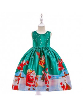 Girls Dress Christmas Eve Xmas Snow Holiday Party Dresses For 3Y-13Y