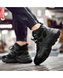 Men Fabric Leather Splicing Slip Resistant Wearable Casual Outdoor Sneakers