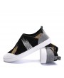 Men Breathable Fabric Color Blocking Slip On Tariners Flat Casual Sneakers