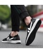 Men Mesh Leather Splicing Breathable Slip Resistant Sport Casual Running Sneakers