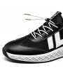 Men Mesh Leather Splicing Breathable Slip Resistant Sport Casual Running Sneakers