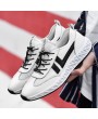 Men Mesh Leather Splicing Breathable Slip Resistant Sport Casual Running Sneakers