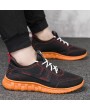 Men PU Leather Splicing Sport Soft Casual Running Sneakers