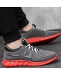 Men PU Leather Splicing Sport Soft Casual Running Sneakers