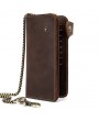 Men Genuine Leather Multi-function Plain Wallet Card Holder Phone Bag