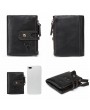 Men Genuine Leather RFID Antimagnetic Double Zipper Wallet