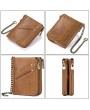 RFID Genuine Leather Casual 10 Card Slot Multifunction Wallets Double Zipper  Men Coin Bag