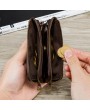 RFID Genuine Leather Casual 10 Card Slot Multifunction Wallets Double Zipper  Men Coin Bag