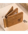 Bullcaptain Men RFID Antimagnetic Genuine Leather Trifold Slim Wallet Card Holder