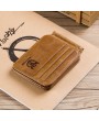 Bullcaptain Men RFID Antimagnetic Genuine Leather Trifold Slim Wallet Card Holder