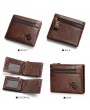 Vintage Genuine Leather 11 Card Slots Coin Bag Trifold Wallet For Men