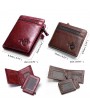 Vintage Genuine Leather 11 Card Slots Coin Bag Trifold Wallet For Men