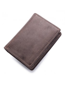 Men Genuine Leather Short Wallet Coin Purse 2 Card Slot Card Holder