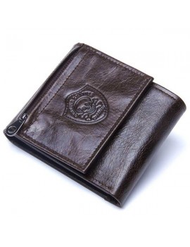 Vintage Genuine Leather Cowboy Trifold Wallet For Men