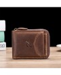 Genuine Leather Retro Multifunction Wallet Casual Coin Zipper Bags For Men