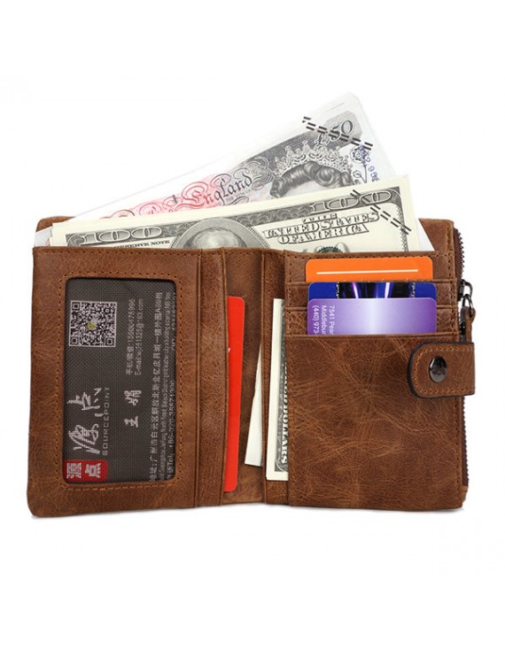 Genuine Leather Wallet Vintage Leisure Coin Bag Card Holder For Men