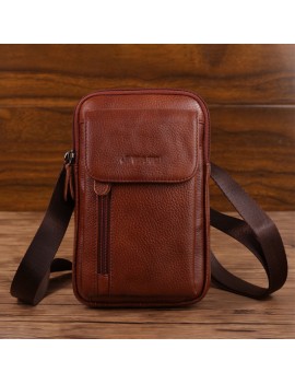 Genuine Leather Multi-functional 6/7 Inches Phone Bag Waist Bag Crossbody Bag For Men