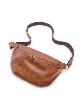 Vintage PU Leather Casual Sling Bag Waist Bag Crossbody Bag For Men