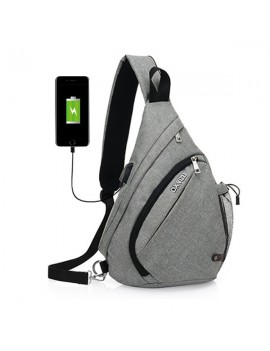 Multi Pocket Dacron Chest Bag Casual USB Socket Crossbody Bag Sling Bag For Women Men