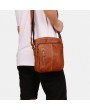 Men Vintage Genuine Leather Solid Crossbody Bag Shoulder Bag