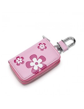 Women Floral PU Leather Car Key Holder Casual Storage Bag