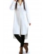 Vintage Loose Split Solid Long Sleeve Stand Collar Shirt Dresses For Women