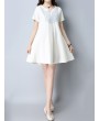 Vintage Women Embroidered V-Neck Short Sleeve Dresses