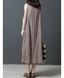 Loose Pockets Pure Color Pleated Sleeveless Vintage Dresses