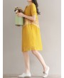 Women Vintage Short Sleeve Patchwork O-neck Dresses