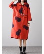 Casual Polka Dot Print Irregular Hem Hooded Long Sleeve Women Dresses