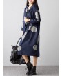 Casual Polka Dot Print Irregular Hem Hooded Long Sleeve Women Dresses