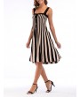 Vertical Stripe Button Sleeveless Slash Neck Vintage Dresses