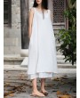 Sleeveless Pure Color Drawstring Layered Vintage Dresses