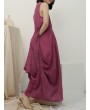 Irregular Sleeveless Solid Color Vintage Dress For Women