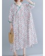 Vintage Floral Printed loose V-neck Dress