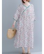 Vintage Floral Printed loose V-neck Dress