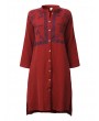 Vintage Embroidery Mandarin Collar Long Sleeve Women Dresses