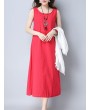 Casual Cross Strap Backless Loose Sleeveless O-neck Dress For Women