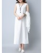 Casual Cross Strap Backless Loose Sleeveless O-neck Dress For Women